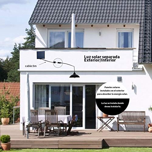 Luz Solar, Instalación de Separación Luz del Sensor Solar, Foco Solar Sensor de Movimiento con Mando a Distancia, Combinación Exterior/Interior, para Entrada, Jardín, Camino, Césped Luz Solar, Instalación de Separación Luz del Sensor Solar, Foco Solar Sensor de Movimiento con Mando a Distancia, Combinación Exterior/Interior, para Entrada, Jardín, Camino, Césped