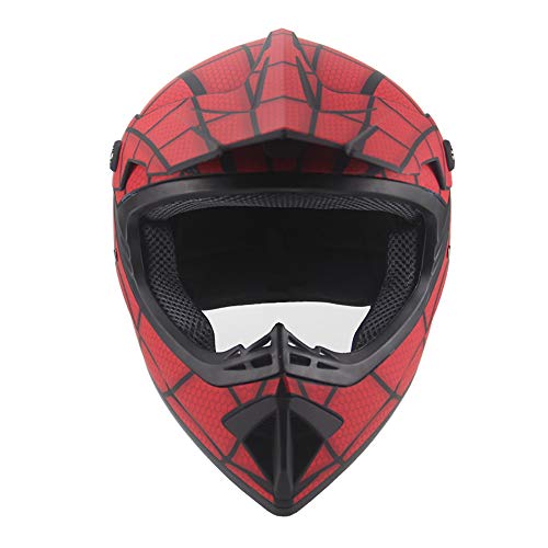 LWAJ Adulto Motocross Casco MX, Forma de Telaraña Rojo Casco Motocross Niño, Casco de Moto Infantil Cross, Hombre Casco de Bicicleta Helmet Dot Homologado