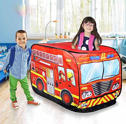LWKBE Fire Truck Pop Up Play Carpa para niños Happy Time Play House Kids Play Tent Carpa Plegable Playhouse Interior/Exterior para niños pequeños, niños y niñas LWKBE Fire Truck Pop Up Play Carpa para niños Happy Time Play House Kids Play Tent Carpa Plegable Playhouse Interior/Exterior para niños pequeños, niños y niñas