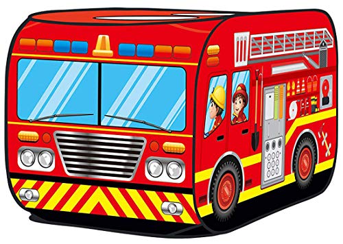 LWKBE Fire Truck Pop Up Play Carpa para niños Happy Time Play House Kids Play Tent Carpa Plegable Playhouse Interior/Exterior para niños pequeños, niños y niñas