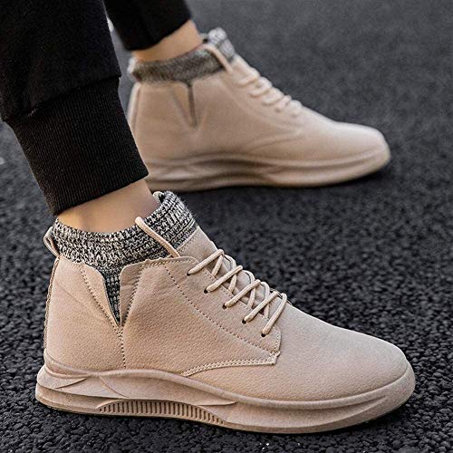 LXF JIAJU Zapatos de Hombre Calcetines Botas De Cuello for Hombres Botas Tobillo hasta La PU del Cuero De Costura del Hilo Resistente Al Desgaste De Punta Redonda Color Sólido Remiendo Duradero