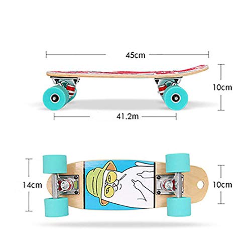 LXY Monopatines estándar, mini longboard de 7 capas, arce ruso, monopatín completo con asa para principiantes y profesionales (color: 3)