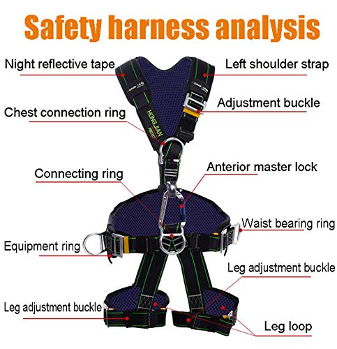 LXYYSG Arnés de Escalada, Cinturones Seguridad, Arnés de Seguridad para Todo el Cuerpo, Arnés Seguridad Escalada Montaña Ajustable Multiuso, para Exteriores Montañismo Espeleología de Rescate