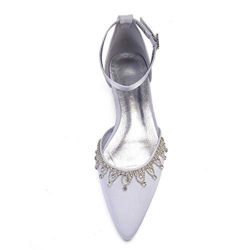 L@YC Zapatos De Ballet Planos Con Correa De Tobillo Y Diamantes De Imitación Para Mujer, Zapatos Elegantes Para Fiesta De Bailarina Para Mujer,Dark red,41