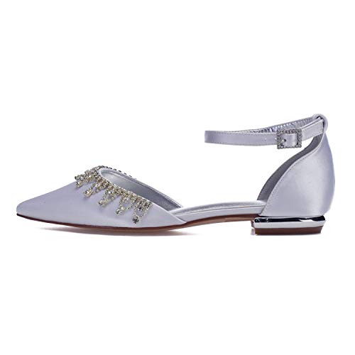 L@YC Zapatos De Ballet Planos Con Correa De Tobillo Y Diamantes De Imitación Para Mujer, Zapatos Elegantes Para Fiesta De Bailarina Para Mujer,Dark red,41