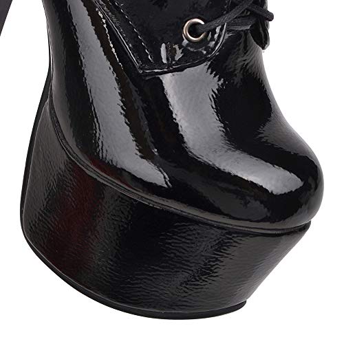 Lydee Mujer Moda Boots Ankle High Tacones de Aguja Cremallera Botas Cortas Heels Plataforma Performance Shoes Black Talla 38