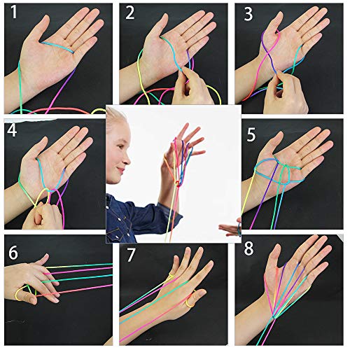 LYTIVAGEN 6 PCS Juego de Cuerdas para Juegos de Dedos, Juguetes de Habilidad de Dedos Cuerda de Arco Iris para Juegos Antiguos (2MM * 165CM) LYTIVAGEN 6 PCS Juego de Cuerdas para Juegos de Dedos, Juguetes de Habilidad de Dedos Cuerda de Arco Iris para Juegos Antiguos (2MM * 165CM)
