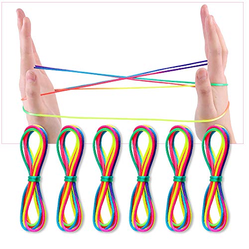 LYTIVAGEN 6 PCS Juego de Cuerdas para Juegos de Dedos, Juguetes de Habilidad de Dedos Cuerda de Arco Iris para Juegos Antiguos (2MM * 165CM) LYTIVAGEN 6 PCS Juego de Cuerdas para Juegos de Dedos, Juguetes de Habilidad de Dedos Cuerda de Arco Iris para Juegos Antiguos (2MM * 165CM)