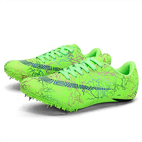 LYXIANG Pista Y Campo Zapatos, Hombres De Ejecución 8 Spikes Zapatos Profesional Atletismo Zapatos De Clavo De Entrenamiento Cruzado Competencia País Zapatilla De Deporte Unisex,Verde,39