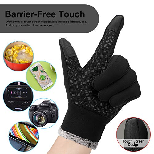 Lzfitpot Guantes de Invierno Cálido Impermeable Pantalla Táctil a Prueba de Viento Antideslizante,para Bicicleta,Moto y Correr al Aire Libre Guantes Calientes,Unisex