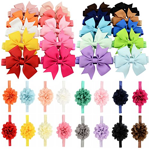 LZYMSZ 36 Unids Beb¨¦ Turbante Hairband Envolturas de Pelo de Colores Beb¨¦ Cintas Para el Cabello Pelo Turbante Ni?as Accesorios Para el Cabello (kids-36)