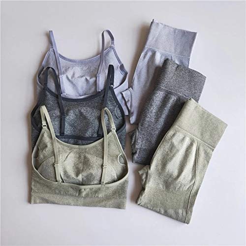 M Gray Set Workout Clothes For Women Sports Bra+High Waist Leggings 2 Piece Set Fitness Sport Suit Gym Set Seamless Yoga Clothing Sportwear