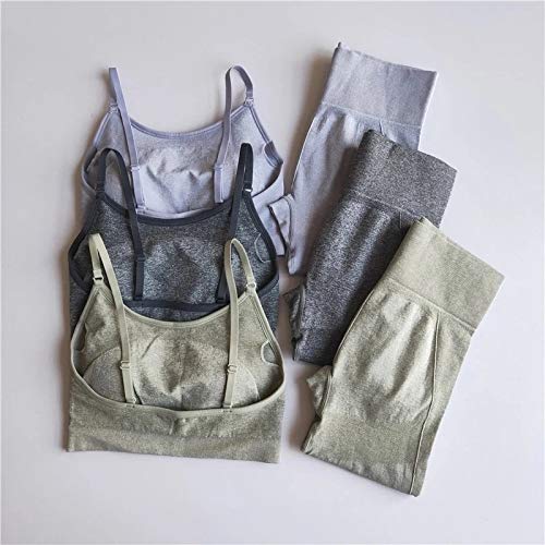 M Gray Set Workout Clothes For Women Sports Bra+High Waist Leggings 2 Piece Set Fitness Sport Suit Gym Set Seamless Yoga Clothing Sportwear