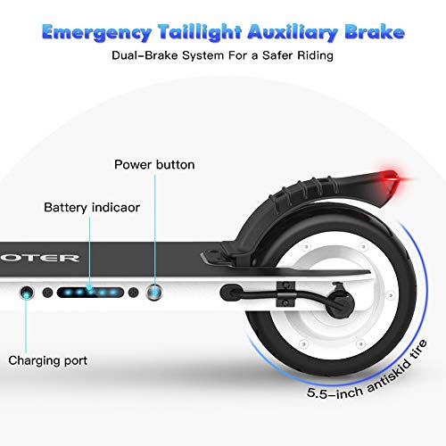 M MEGAWHEELS Scooter-Patinete electrico Adulto y niño, Ajustable la Altura, 5000 mAh, 23km/h.(Blanco)