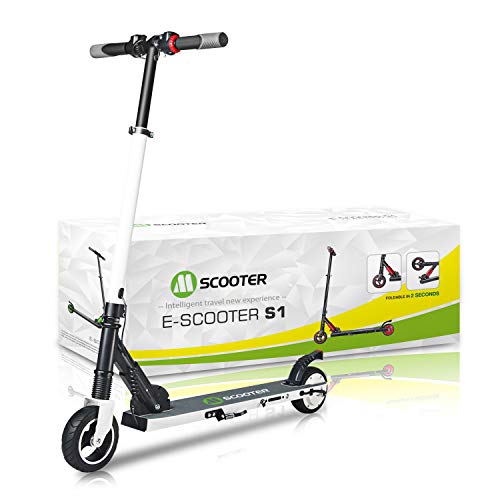 M MEGAWHEELS Scooter-Patinete electrico Adulto y niño, Ajustable la Altura, 5000 mAh, 23km/h.(Blanco)