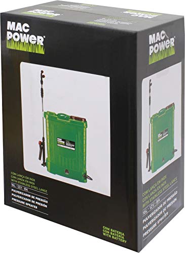 MAC POWER 66006 Pulverizador de Presión Batería con Lanza INOX 16L 12V 8A-66006