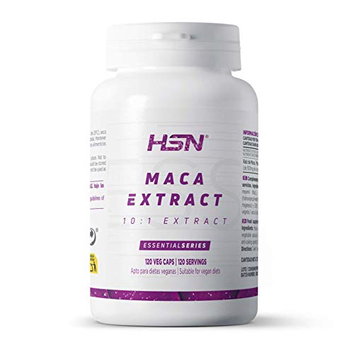 Maca Andina de HSN | 500mg | Extracto 10:1 Alta Concentración | Energizante Natural | Apto Vegano, Sin Gluten, Sin Lactosa | 120 Cápsulas Vegetales