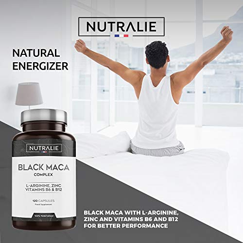 Maca Negra Andina 1200mg por dosis (equivalente a 24.000mg de planta) con L-Arginina, Zinc y Vitaminas B6 B12 | 120 cápsulas vegetales de Maca altamente concentrada 20:1 | Nutralie Maca Negra Andina 1200mg por dosis (equivalente a 24.000mg de planta) con L-Arginina, Zinc y Vitaminas B6 B12 | 120 cápsulas vegetales de Maca altamente concentrada 20:1 | Nutralie