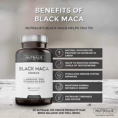 Maca Negra Andina 1200mg por dosis (equivalente a 24.000mg de planta) con L-Arginina, Zinc y Vitaminas B6 B12 | 120 cápsulas vegetales de Maca altamente concentrada 20:1 | Nutralie Maca Negra Andina 1200mg por dosis (equivalente a 24.000mg de planta) con L-Arginina, Zinc y Vitaminas B6 B12 | 120 cápsulas vegetales de Maca altamente concentrada 20:1 | Nutralie