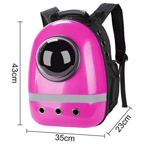 Macallen Mochila Portátil para Cápsula con Soporte para Mascotas Bolsa de Transporte de Burbujas Transparente para Gato Cachorro de Perro Pequeños Animales - Rosa Rojo