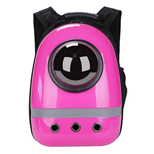 Macallen Mochila Portátil para Cápsula con Soporte para Mascotas Bolsa de Transporte de Burbujas Transparente para Gato Cachorro de Perro Pequeños Animales - Rosa Rojo