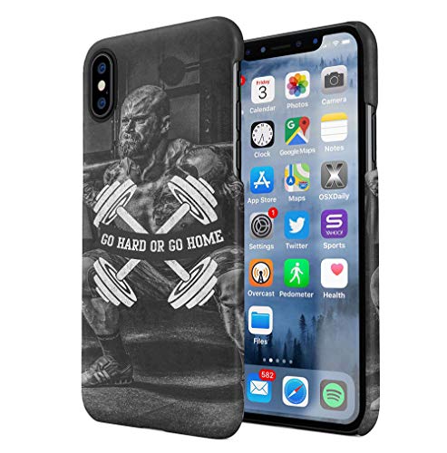 Maceste Gym Go Hard Or Go Home Compatible with iPhone X/XS SnapOn Hard Plastic Phone Protective Case Cover