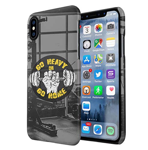 Maceste Gym Go Heavy Or Go Home Compatible with iPhone X/XS SnapOn Hard Plastic Phone Protective Case Cover