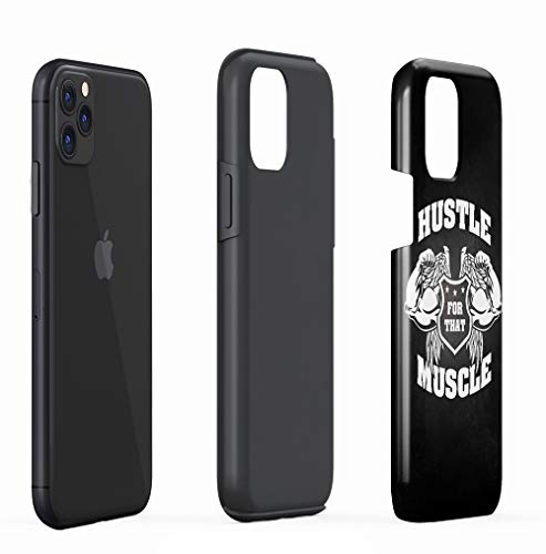 Maceste Gym Hustle For That Muscle Compatible with iPhone 11 Pro Silicone Inner & Outer Hard PC Shell 2 Piece Hybrid Armor Case Cover