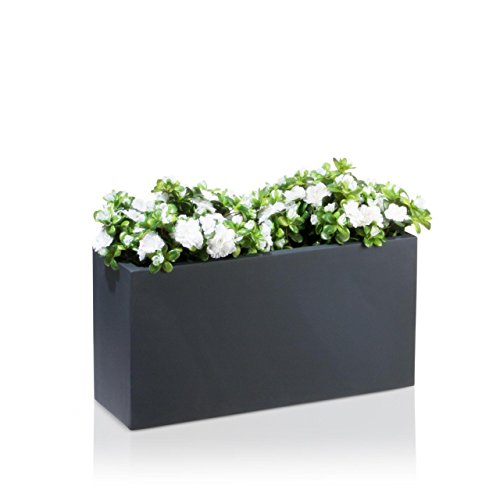 Maceta, jardinera de fibra de vidrio VISIO – color: gris anthracita mate – maceta grande resistente a las inclemencias y al frío invernal para interior y exterior, jardinera robusta Maceta, jardinera de fibra de vidrio VISIO – color: gris anthracita mate – maceta grande resistente a las inclemencias y al frío invernal para interior y exterior, jardinera robusta