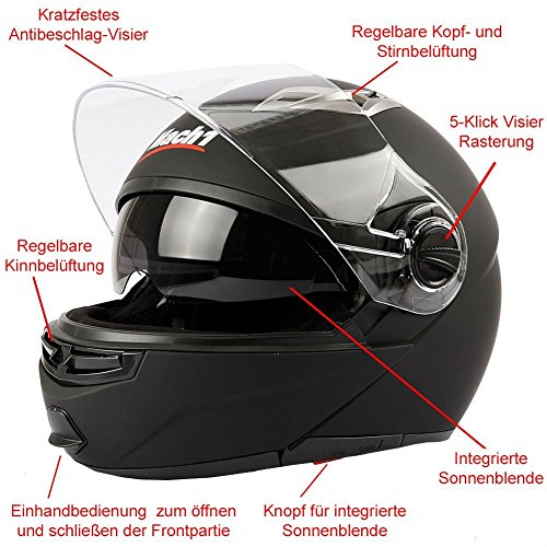 Mach1 Casco abatible para moto con parasol integrado, tallas XS a XXL