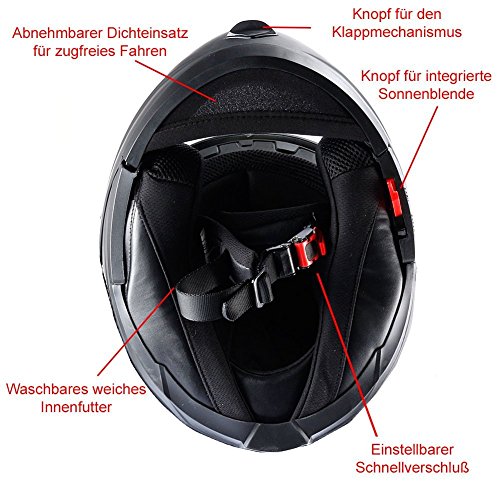 Mach1 Casco abatible para moto con parasol integrado, tallas XS a XXL Mach1 Casco abatible para moto con parasol integrado, tallas XS a XXL