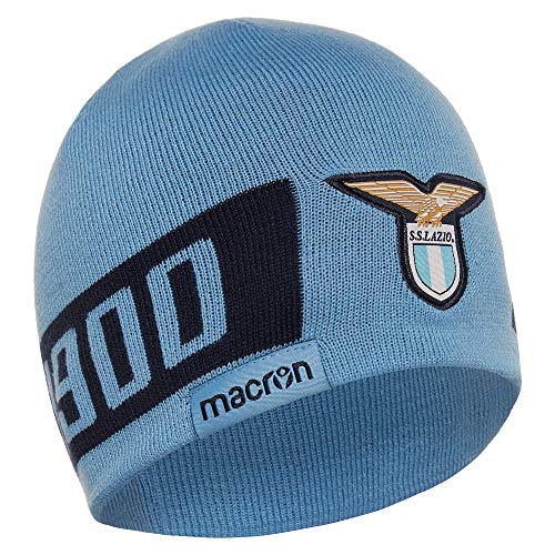 Macron SS Lazio Rom - Gorro de punto de acrílico para aficionados, accesorios de invierno, gorro de ocio, estadio, unisex, color azul claro y azul oscuro, talla adulto