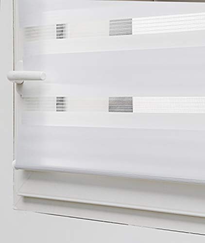 madecostore - Estor Enrollable día y Noche, Color Blanco, 65 x 160 cm (Tela = 62 cm)