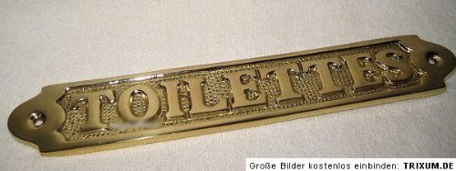 Madera de puerta - placa de bronce - Maritim - Barco - TOILETTES - 21,5 cm