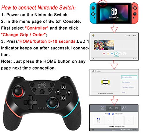 Maegoo Mando Inalámbrico para Nintendo Switch y Switch Lite, Bluetooth Wireless Nintendo Switch Pro Mando Controlador Gamepad Joypad Joystick Admite Sensor 6 Gyro Axis, Turbo y Dual Motor Vibration