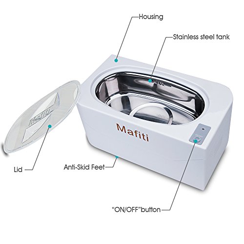 Mafiti máquina ultrasónica lavadora para joyas 400 ml (13oz) pequeña y cubertería, lavadora gafas, anillos, collares, reloj y moneda
