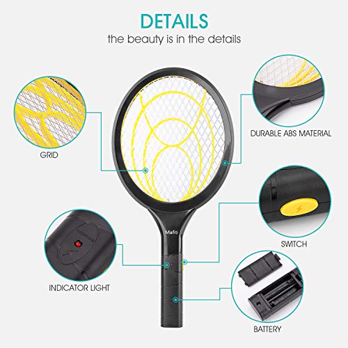 Mafiti Raqueta eléctrica Abeja. Superficie Multicapa Que Garantiza Seguridad y Facilidad de Uso. para Exterior e Interior, Amarillo Mafiti Raqueta eléctrica Abeja. Superficie Multicapa Que Garantiza Seguridad y Facilidad de Uso. para Exterior e Interior, Amarillo