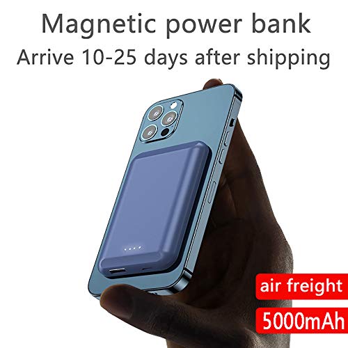 Mag-Safe Cargador magnético adsorbable Mini banco de energía ultrafino para iPhone 12 Pro Max imán portátil para teléfono móvil de carga inalámbrica (azul)