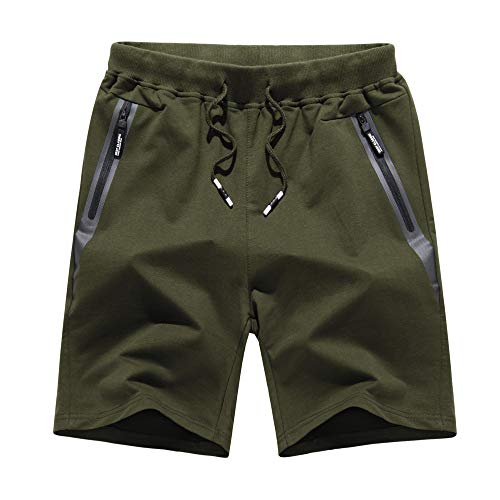 MAGCOMSEN Pantalones cortos de verano para hombre, ligeros, de secado rápido, para yoga, correr, para hombre, cintura elástica, con varios bolsillos, verde militar, 40 MAGCOMSEN Pantalones cortos de verano para hombre, ligeros, de secado rápido, para yoga, correr, para hombre, cintura elástica, con varios bolsillos, verde militar, 40