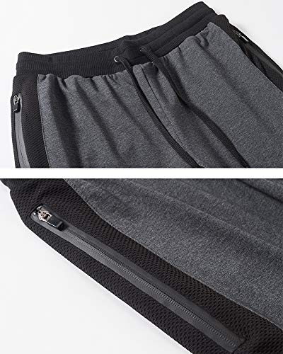 Magcomsen - Pantalones cortos deportivos para hombre, casual, de algodón, 3/4, cintura elástica con bolsillos con cierre de cordón, pantalones de chándal