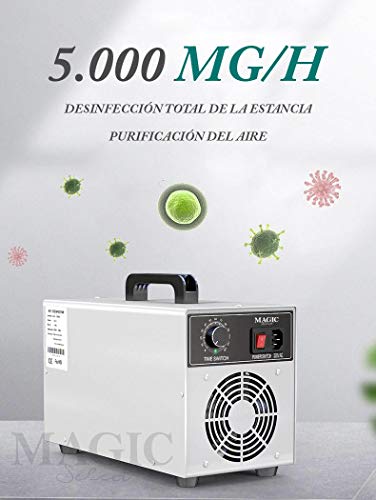 MAGIC SELECT Maquina De Ozono Desinfectante 5.000 MG/h Elimina Olores Funcionamiento Sencillo Eficiente Y De Bajo Consumo Temporizador Amplia Gama De Usos
