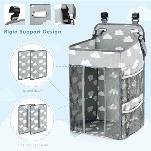 Magicfly Bolsa para Cuna Multifuncional, Organizador Colgante de Pañales de Bebé, Bolsa de Almacenamiento para Habitación de Bebés con Estampado de Nubes, Gris Magicfly Bolsa para Cuna Multifuncional, Organizador Colgante de Pañales de Bebé, Bolsa de Almacenamiento para Habitación de Bebés con Estampado de Nubes, Gris