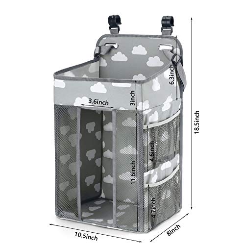 Magicfly Bolsa para Cuna Multifuncional, Organizador Colgante de Pañales de Bebé, Bolsa de Almacenamiento para Habitación de Bebés con Estampado de Nubes, Gris Magicfly Bolsa para Cuna Multifuncional, Organizador Colgante de Pañales de Bebé, Bolsa de Almacenamiento para Habitación de Bebés con Estampado de Nubes, Gris