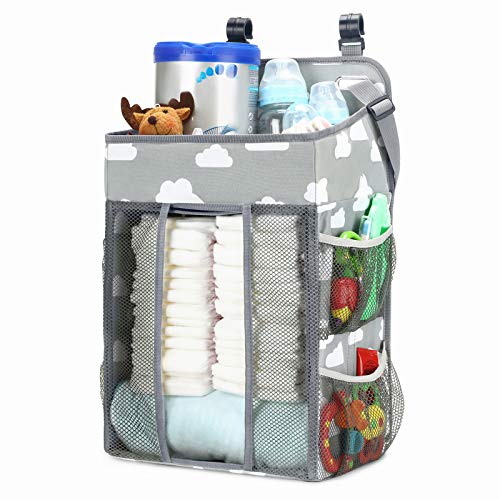Magicfly Bolsa para Cuna Multifuncional, Organizador Colgante de Pañales de Bebé, Bolsa de Almacenamiento para Habitación de Bebés con Estampado de Nubes, Gris Magicfly Bolsa para Cuna Multifuncional, Organizador Colgante de Pañales de Bebé, Bolsa de Almacenamiento para Habitación de Bebés con Estampado de Nubes, Gris