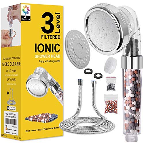 Magichome Alcachofa Ducha con Manguera 2M, 3 Modos Cabezal Ducha, Grifo Ducha con Alta Presiòn, Ahorro de Agua de Ducha Ionica Desmontable Portátil Cabeza de Ducha Magichome Alcachofa Ducha con Manguera 2M, 3 Modos Cabezal Ducha, Grifo Ducha con Alta Presiòn, Ahorro de Agua de Ducha Ionica Desmontable Portátil Cabeza de Ducha