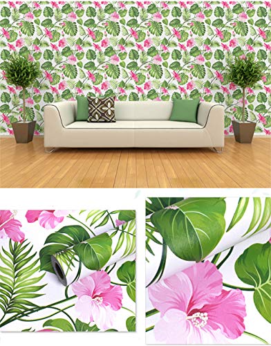 Magicvalley Película de Vinilo autoadhesiva Decorativa Hawaiana Tropical Palm Shelf Liner Etiqueta de Muebles Papel Tapiz de Papel para Paredes Gabinetes Tocador Cajón Armario 45CMX3M