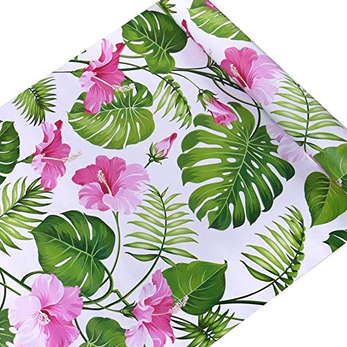 Magicvalley Película de Vinilo autoadhesiva Decorativa Hawaiana Tropical Palm Shelf Liner Etiqueta de Muebles Papel Tapiz de Papel para Paredes Gabinetes Tocador Cajón Armario 45CMX3M