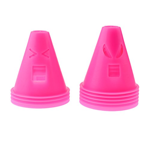 MagiDeal 10 Pedazos de Conos de Patinaje de Rodillos de plastico Accesorio Deportivo - Rosa roja