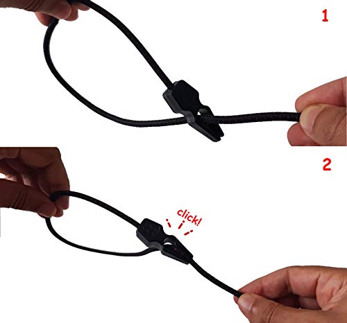 MAGMA Tensores Elasticos, Cuerdas Elastica Sujetar Lonas, Toldos, Señal V20, Portabicicletas Longitud Ajustable Acampadas Camping FastClip 50cm (Pack 12 Units)