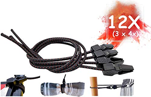 MAGMA Tensores Elasticos, Cuerdas Elastica Sujetar Lonas, Toldos, Señal V20, Portabicicletas Longitud Ajustable Acampadas Camping FastClip 50cm (Pack 12 Units)